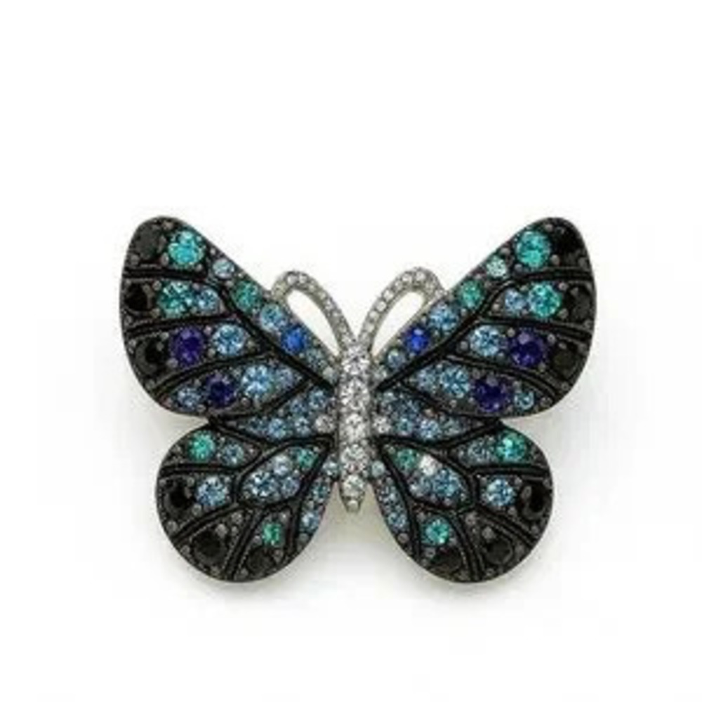 ?? Blue Butterfly Brooch With Zirconia